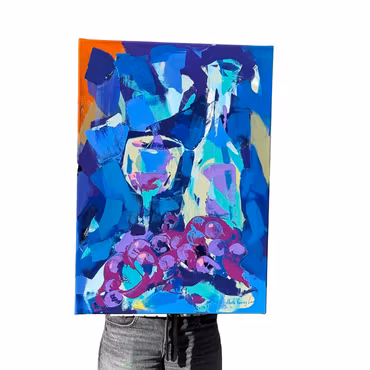 'Still-life with blue grapes', Akryl på duk av Alberto Ramirez LEG, 50x70 cm