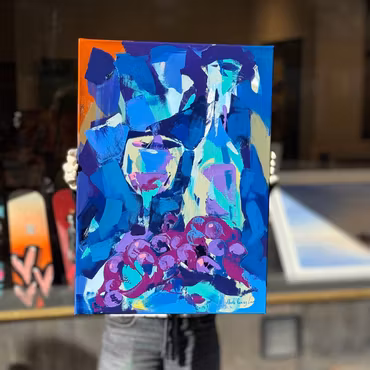 'Still-life with blue grapes', Akryl på duk av Alberto Ramirez LEG, 50x70 cm