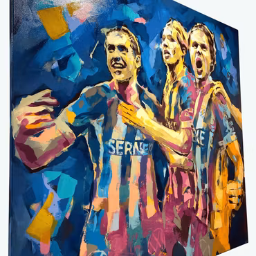 "Blåvit eufori", Akryl på duk av Alberto Ramirez LEG, 140x140 cm