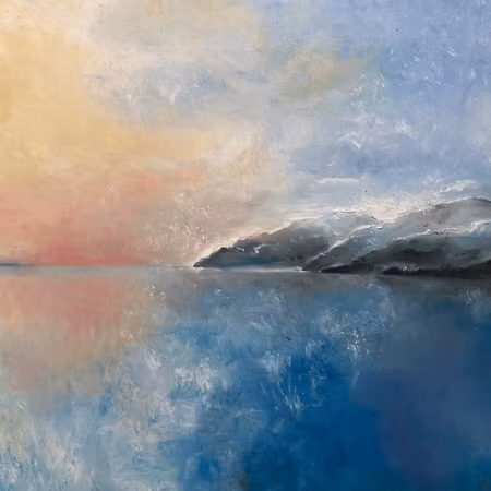 "Gryningstimma", olja på duk av Lo Fehrling, 120x140 cm