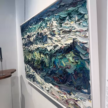 "Blue Wave", olja på duk av John Ma, 120x80 cm