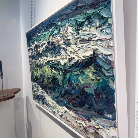 "Blue Wave", olja på duk av John Ma, 120x80 cm