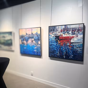 "Lilla bommen in Summer", olja på duk av John Ma, 100x100 cm