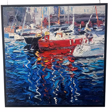 "Lilla bommen in Summer", olja på duk av John Ma, 100x100 cm