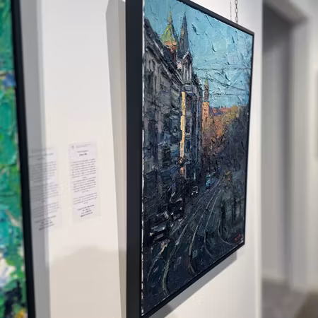 "Aschebergsgatan", olja på duk av John Ma, 80x100 cm