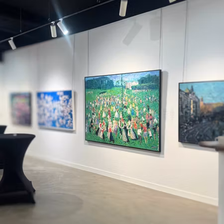 "Midsummer at Gunnebo Castle", olja på duk av John Ma, 200x150 cm