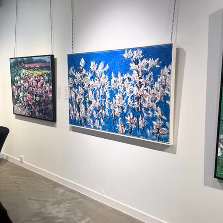 "Magnolia flowers", olja på duk av John Ma, 160x100 cm