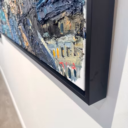 "Early Morning in Stockholm", olja på duk av John Ma, 140x80 cm