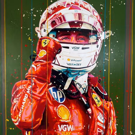 “Charles Leclerc – Prince of Monaco”, akryl på duk av Allan Buch, 120 × 120 cm