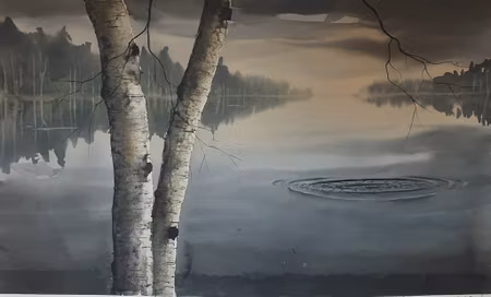 “Det första andetaget”, akvarell av Mikael Forssén, 72 × 52 cm