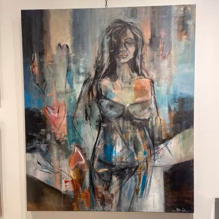 “Not to Hide”, akryl på duk av Malin Hjalmarsson, 100 × 120 cm