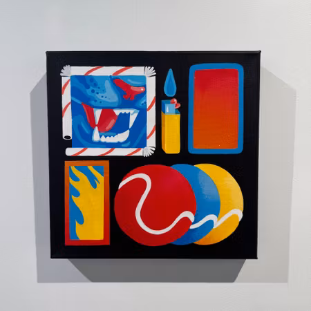 "Firestarter", akryl och aerosol på canvas av John Beijer, 30 × 30 cm