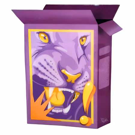 "Cereal Killer", akryl och epoxy på figurskuren MDF (5 mm) av John Beijer, ca 35 × 50 cm