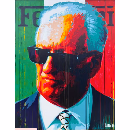 “Enzo – Passion and Legend”, akryl på duk av Allan Buch, 180 × 140 cm