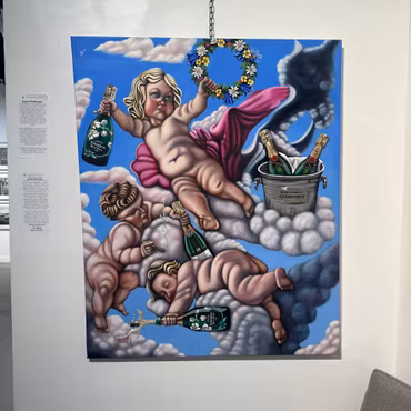 “Midsommar i himlen”, olja på duk av Jacob Florberger, 90 × 110 cm