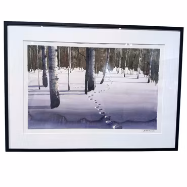 “Vintersteg”, akvarell av Mikael Forssén, 72 × 52 cm