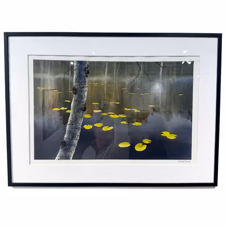 “I tystnadens vatten”, akvarell av Mikael Forssén, 72 × 52 cm