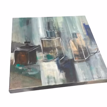 “Memory Smell”, akryl på duk av Malin Hjalmarsson, 50 × 50 cm