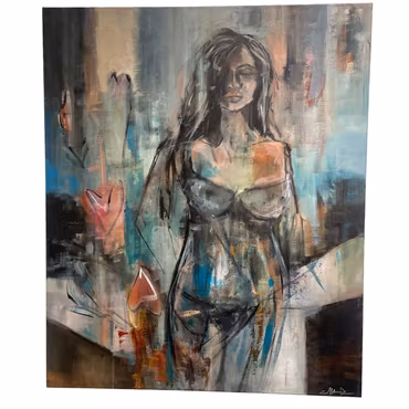 “Not to Hide”, akryl på duk av Malin Hjalmarsson, 100 × 120 cm