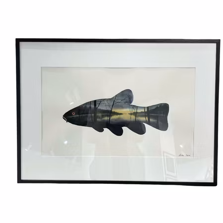 "Sjöns väktare”, akvarell av Mikael Forssén, 72 × 52 cm