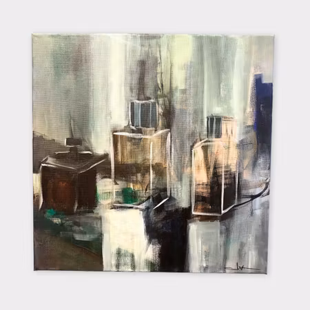 “Memory Smell”, akryl på duk av Malin Hjalmarsson, 50 × 50 cm