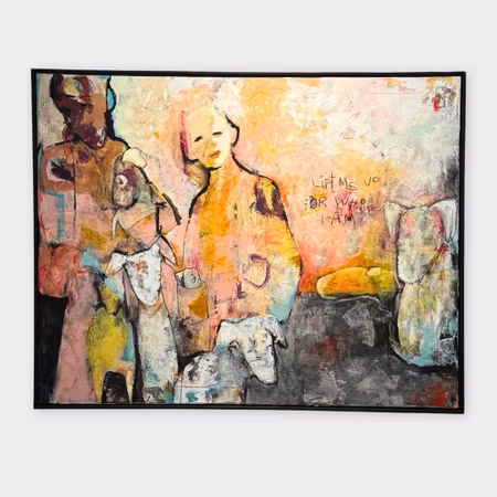 “Lift Me Up for Who I Am”, akryl på duk av Karin Björnsdotter, 140 × 110 cm