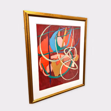 “Composition au tons rouge” – färglitografi av André Lanskoy (E.A.)