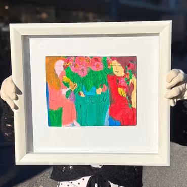 'Women among Roses', Acrylic on rice paper by Walasse Ting, 44x40 cm