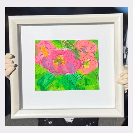 Walasse Ting – “Flowers of Joy”, akryl på rispapper