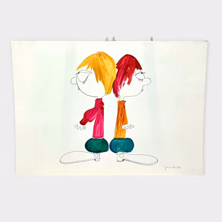 Franco Costa – “Clowns Duel”, akvarell och teckning (1971)