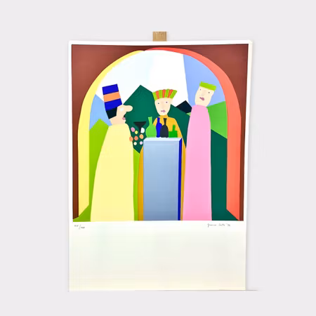 Franco Costa – “Festicciola”, litografi (XIX/XXX), 1976