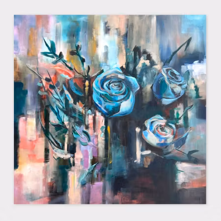 Malin Hjalmarsson – Bedside Roses, akryl på duk