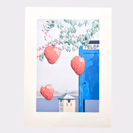 Howard Brooks – Marstrand med Telefonkiosk och Jordgubbar, litografi (127/170)