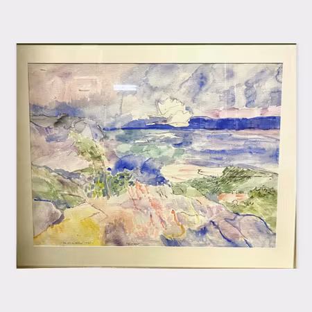 "Två svanar" Akvarell av Irene K:son Ullberg. 90x72 cm