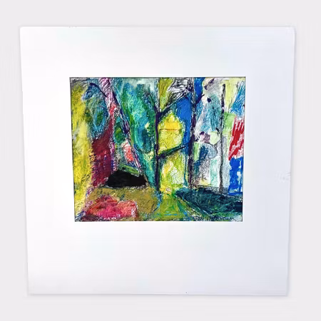 Sten Lindholm – Höstljusskog, blandteknik på papper