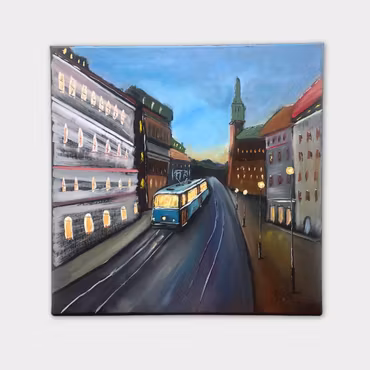 Lasse Kronér – Känn ingen sorg för mig Göteborg, olja på duk, 40 × 40 cm