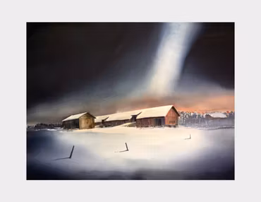 Inåt land, akvarell av Kalle Nilsson, 123x93 cm