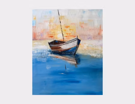 The last ship out, Olja på duk av Lasse Kronér, 46x55 cm