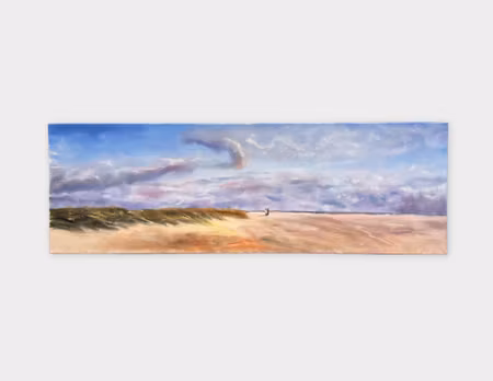 Vi røde, Vi hvide, Olja på duk av Lasse Kronér, 90x30 cm