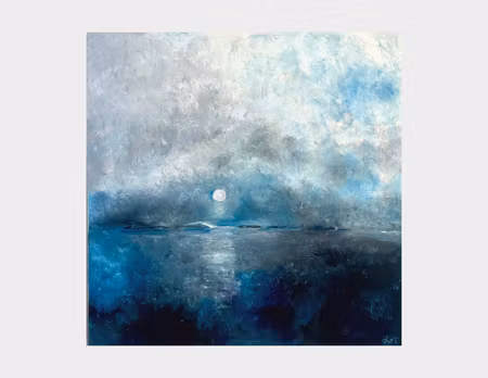 'Silence sets in', olja på duk av Lo Fehrling, 104x104 cm