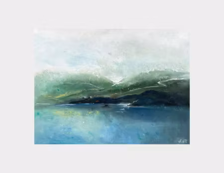 'Landfall', olja på duk av Lo Fehrling, 84x64 cm