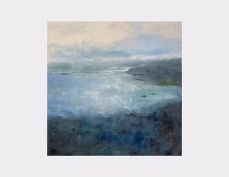 'Early Fog', Olja på duk av Lo Fehrling, 104x104 cm