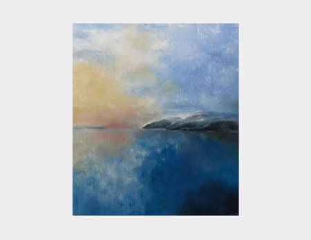 "Gryningstimma", olja på duk av Lo Fehrling, 120x140 cm