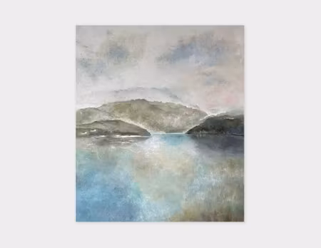 "Turkos spegel", olja på duk av Lo Fehrling, 104x124 cm