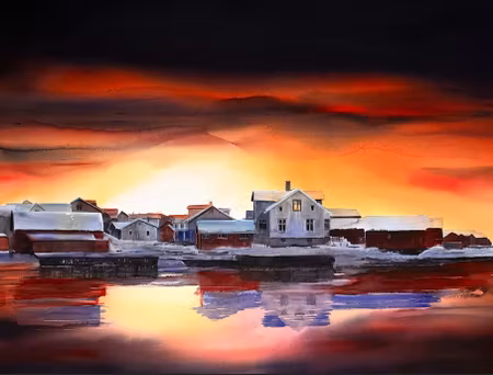 Kalle Nilsson – Käringön, akvarell, 165 x 115 cm