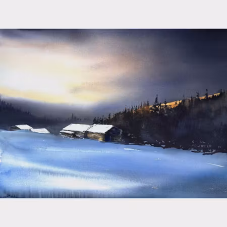 Kalle Nilsson – Norra Lappland, akvarell, 93 x 73 cm