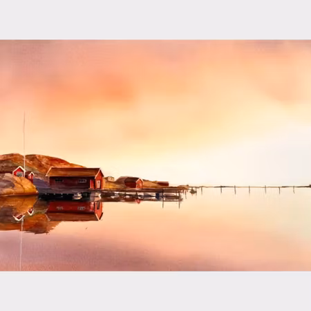 Kalle Nilsson – Hällsö, akvarell, 93 x 73 cm