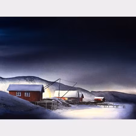 Kalle Nilsson – Hamburgö, akvarell, 93 x 73 cm