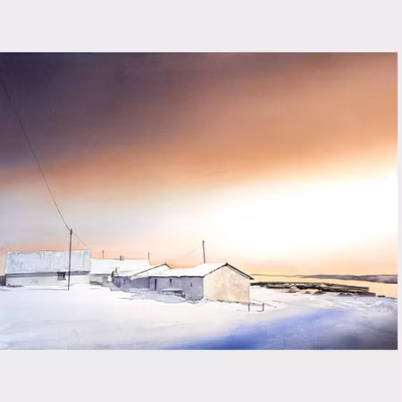 Kalle Nilsson – Grynge fiskeläge II, akvarell, 93 x 73 cm