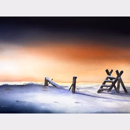 Kalle Nilsson – Gotlandsvinter, akvarell, 93 x 73 cm